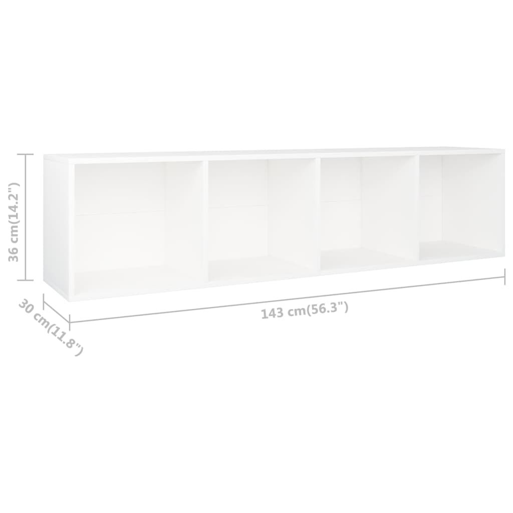 vidaXL Book Cabinet/TV Cabinet White 36x30x143 cm Engineered Wood