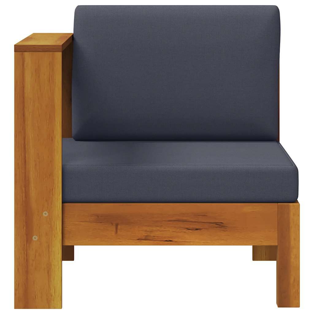 vidaXL Middle Sofa with 1 Armrest Dark Grey Solid Acacia Wood