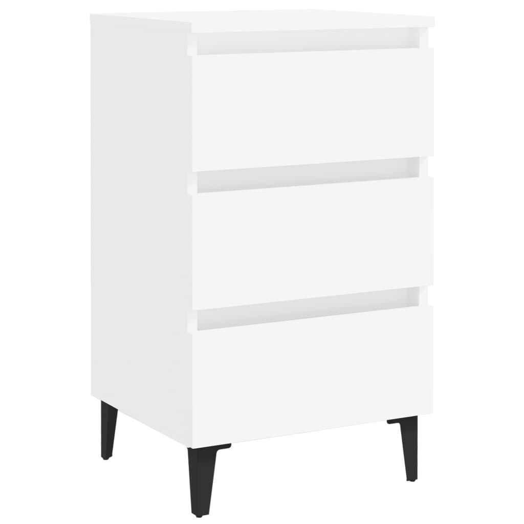 vidaXL Bed Cabinet with Metal Legs 2 pcs White 40x35x69 cm