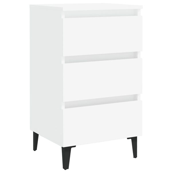 vidaXL Bed Cabinet with Metal Legs 2 pcs White 40x35x69 cm