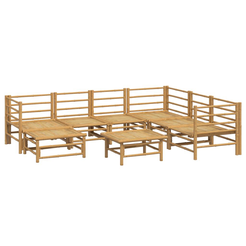 vidaXL 8 Piece Garden Lounge Set with Light Grey Cushions Bamboo