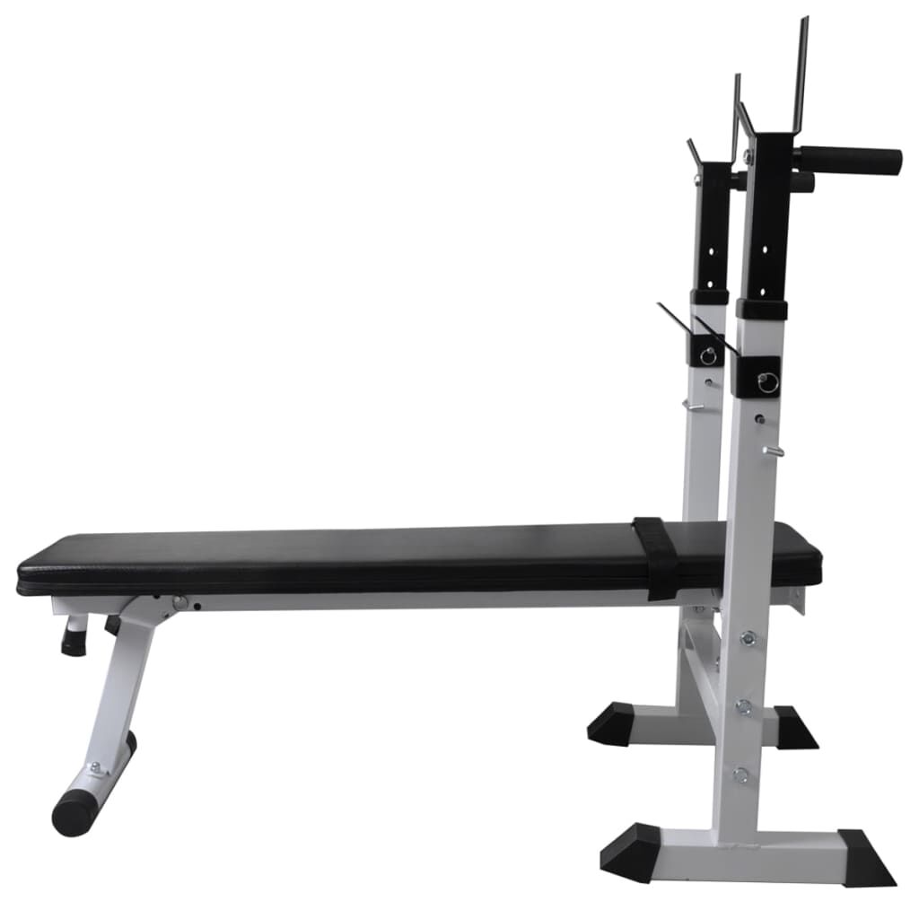 vidaXL Workout Bench with Weight Rack, Barbell and Dumbbell Set 30.5kg