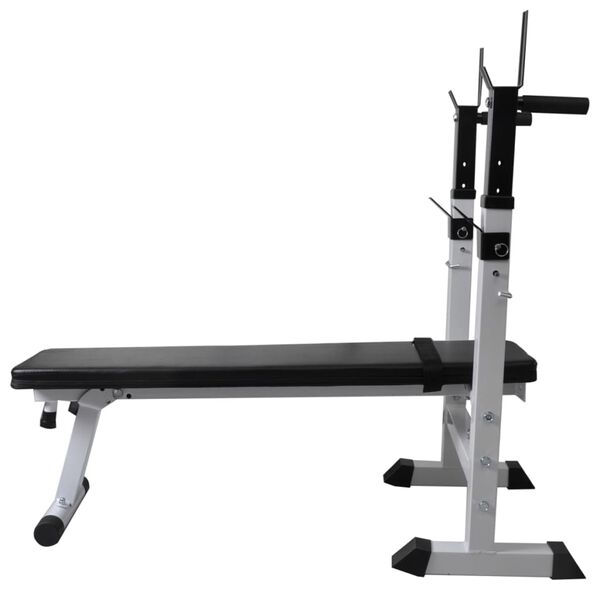 vidaXL Workout Bench with Weight Rack, Barbell and Dumbbell Set 30.5kg