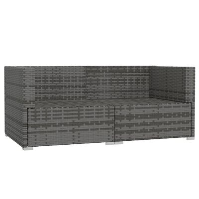 vidaXL 2-Seater Sofa with Cushions Grey Poly Rattan, grey and dark blue vidaXL 2-Seater Sofa with Cushions Grey Poly Rattan