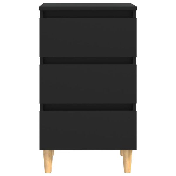 vidaXL Bed Cabinets with Solid Wood Legs 2 pcs Black 40x35x69 cm