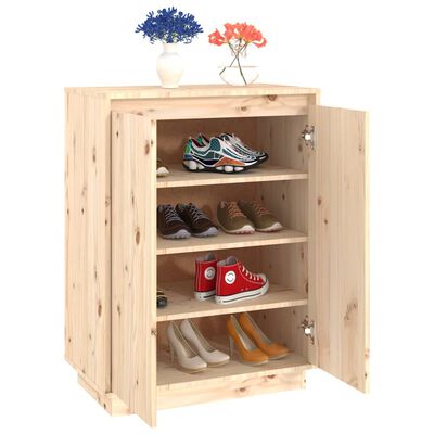 vidaXL Shoe Cabinet 60x35x80 cm Solid Wood Pine, natural vidaXL Shoe Cabinet 60x35x80 cm Solid Wood Pine