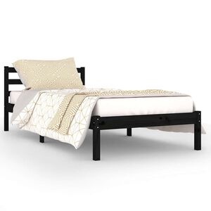 vidaXL Bed Frame without Mattress Solid Wood Pine 90x200cm Black