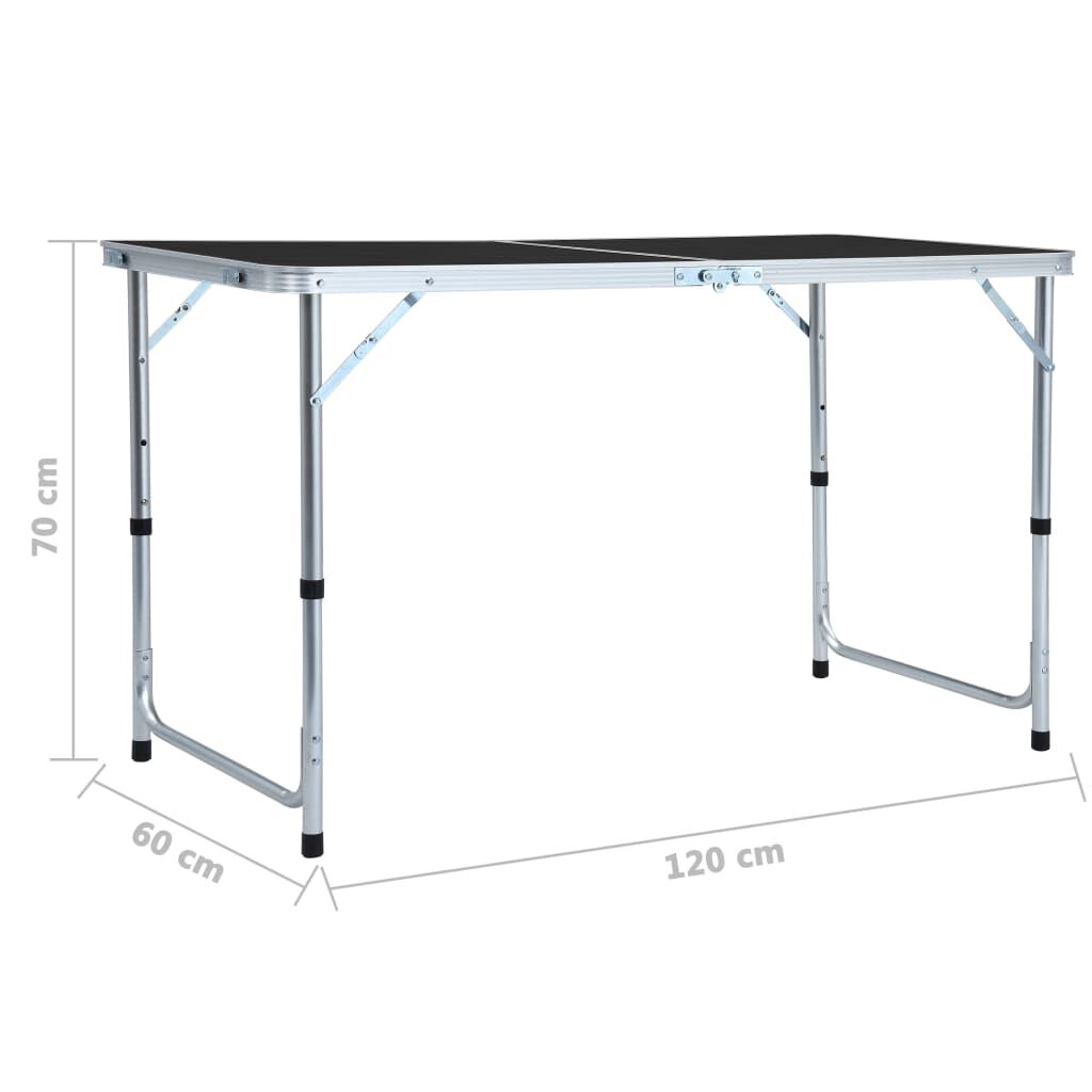 vidaXL Foldable Camping Table Grey Aluminium 120x60 cm