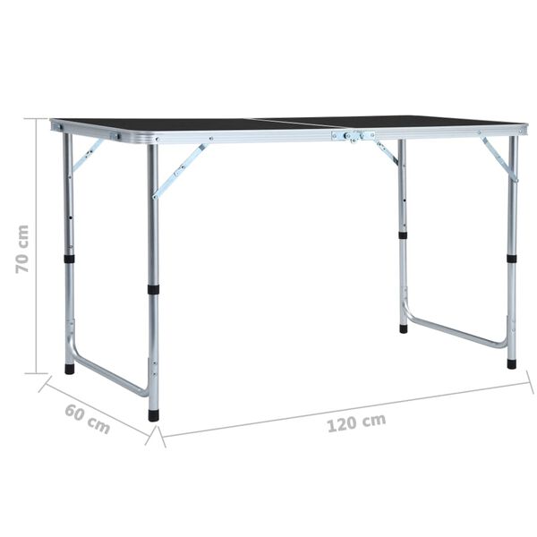 vidaXL Foldable Camping Table Grey Aluminium 120x60 cm