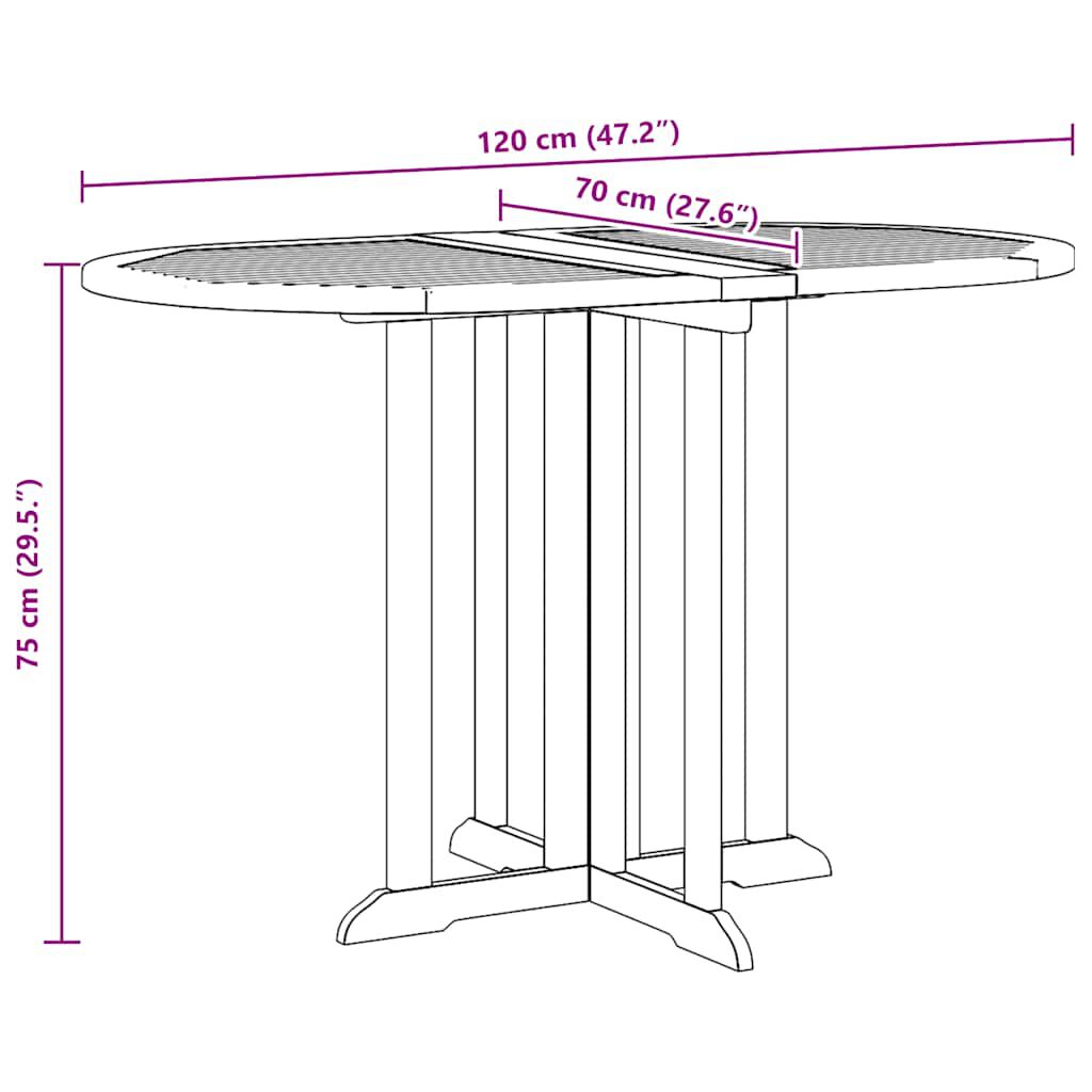 vidaXL Folding Butterfly Garden Table 120x70x75 cm Solid Teak Wood