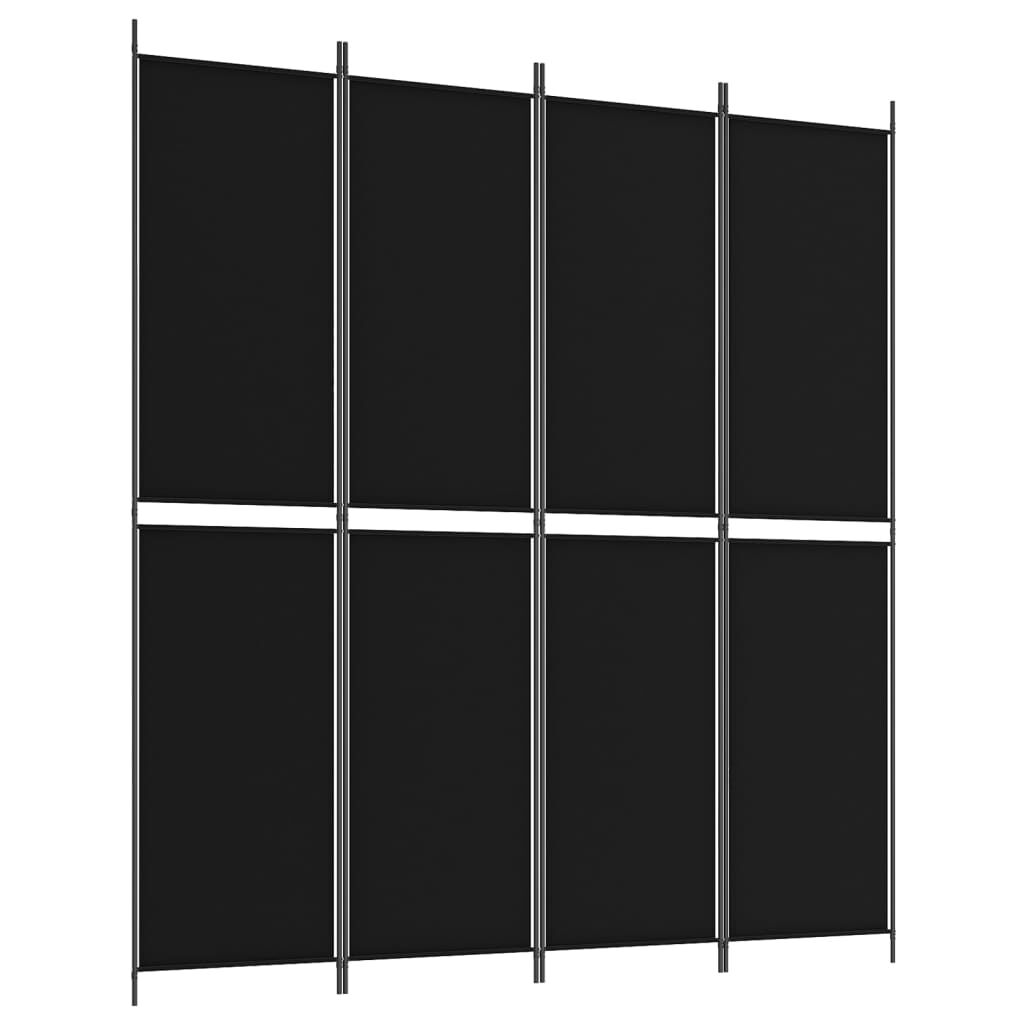 vidaXL 4-Panel Room Divider Black 200x220 cm Fabric