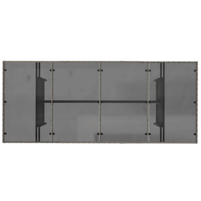 vidaXL Garden Table with Glass Top Grey 190x80x74 cm Poly Rattan, grey vidaXL Garden Table with Glass Top Grey 190x80x74 cm Poly Rattan