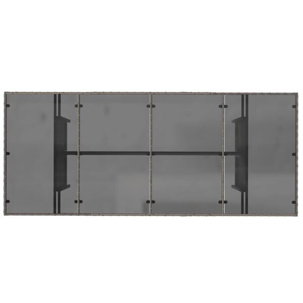 vidaXL Garden Table with Glass Top Grey 190x80x74 cm Poly Rattan