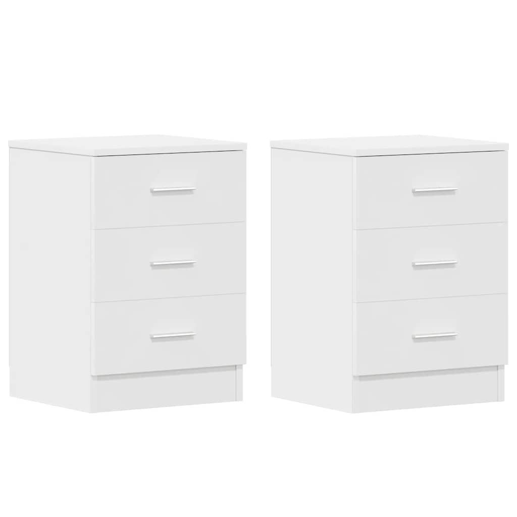 vidaXL Bedside Cabinets 2 pcs White 38x35x56 cm Engineered Wood
