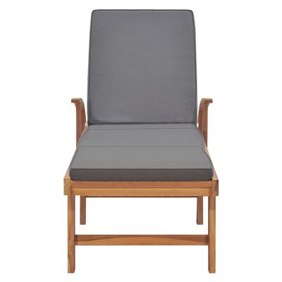 vidaXL Sun Lounger with Cushion Solid Teak Wood Dark Grey, dark grey vidaXL Sun Lounger with Cushion Solid Teak Wood Dark Grey