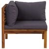 vidaXL 2 Piece Sofa Set with Dark Grey Cushions Solid Acacia Wood