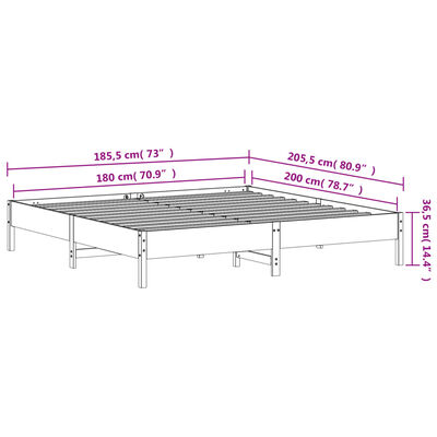 vidaXL Bed Frame White 180x200 cm Super King Size Solid Wood Pine