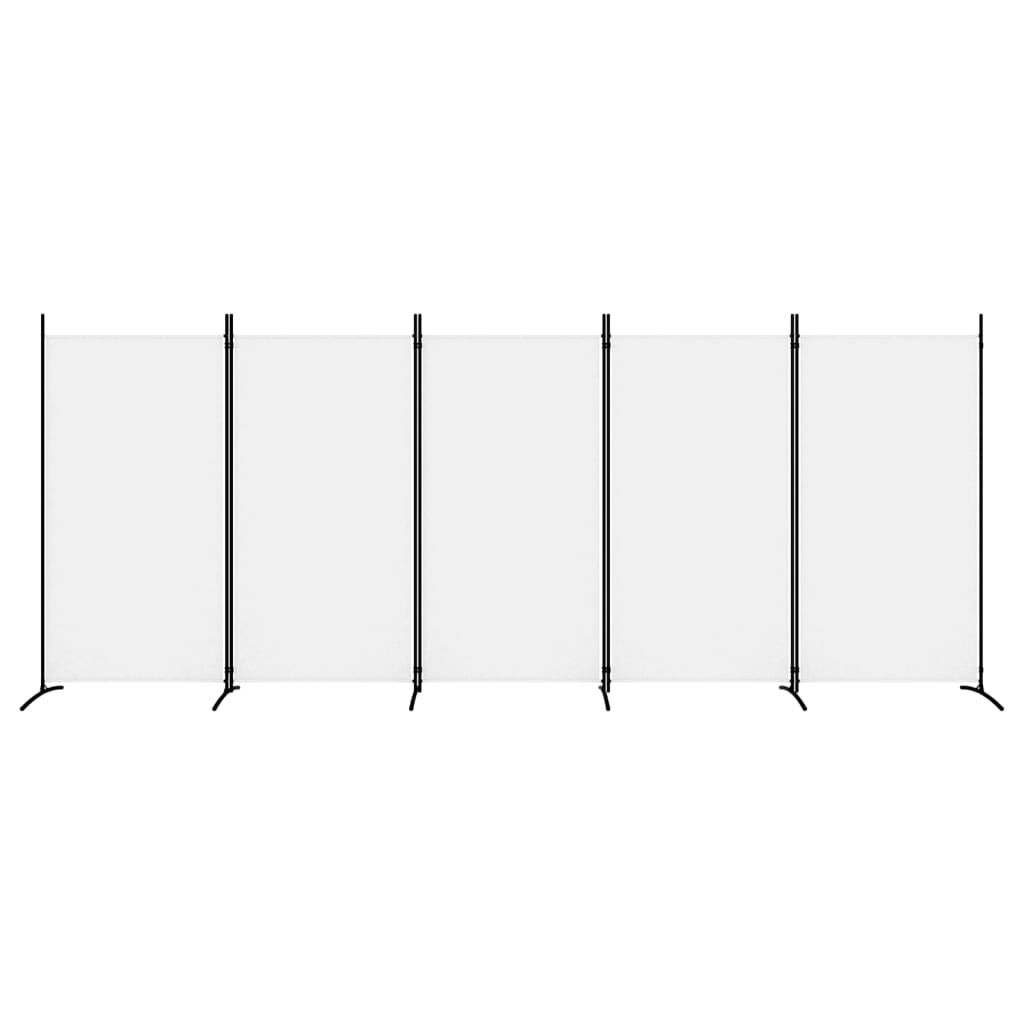 vidaXL 5-Panel Room Divider White 433x180 cm Fabric