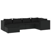 vidaXL 6 Piece Garden Lounge Set with Cushions Poly Rattan Black, black vidaXL 6 Piece Garden Lounge Set with Cushions Poly Rattan Black