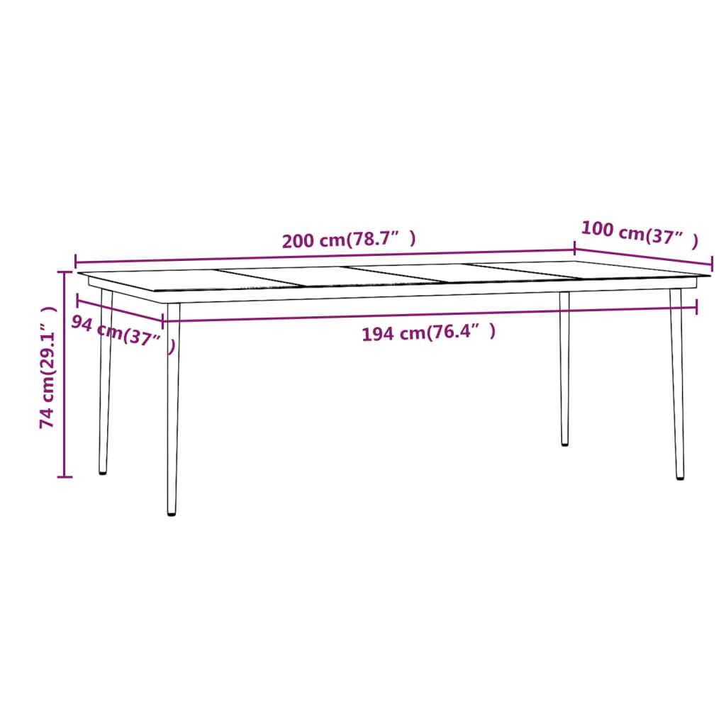 vidaXL 7 Piece Garden Dining Set with Cushions Brown