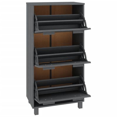 vidaXL Shoe Cabinet HAMAR Dark Grey 59.5x35x117 cm Solid Wood Pine, dark grey vidaXL Shoe Cabinet HAMAR Dark Grey 59.5x35x117 cm Solid Wood Pine