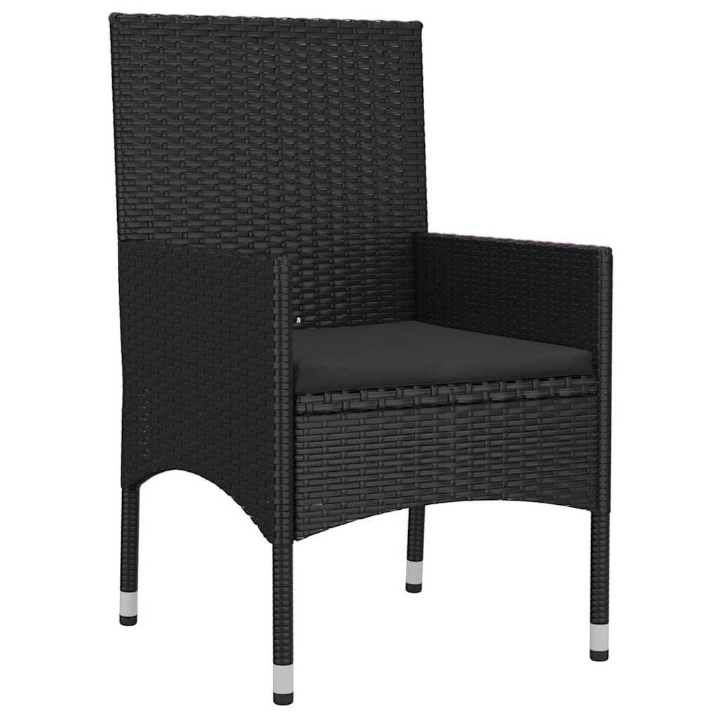 vidaXL 4 Piece Garden Lounge Set with Cushions Black Poly Rattan