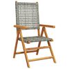 vidaXL 7 Piece Garden Dining Set Grey Poly Rattan and Solid Wood