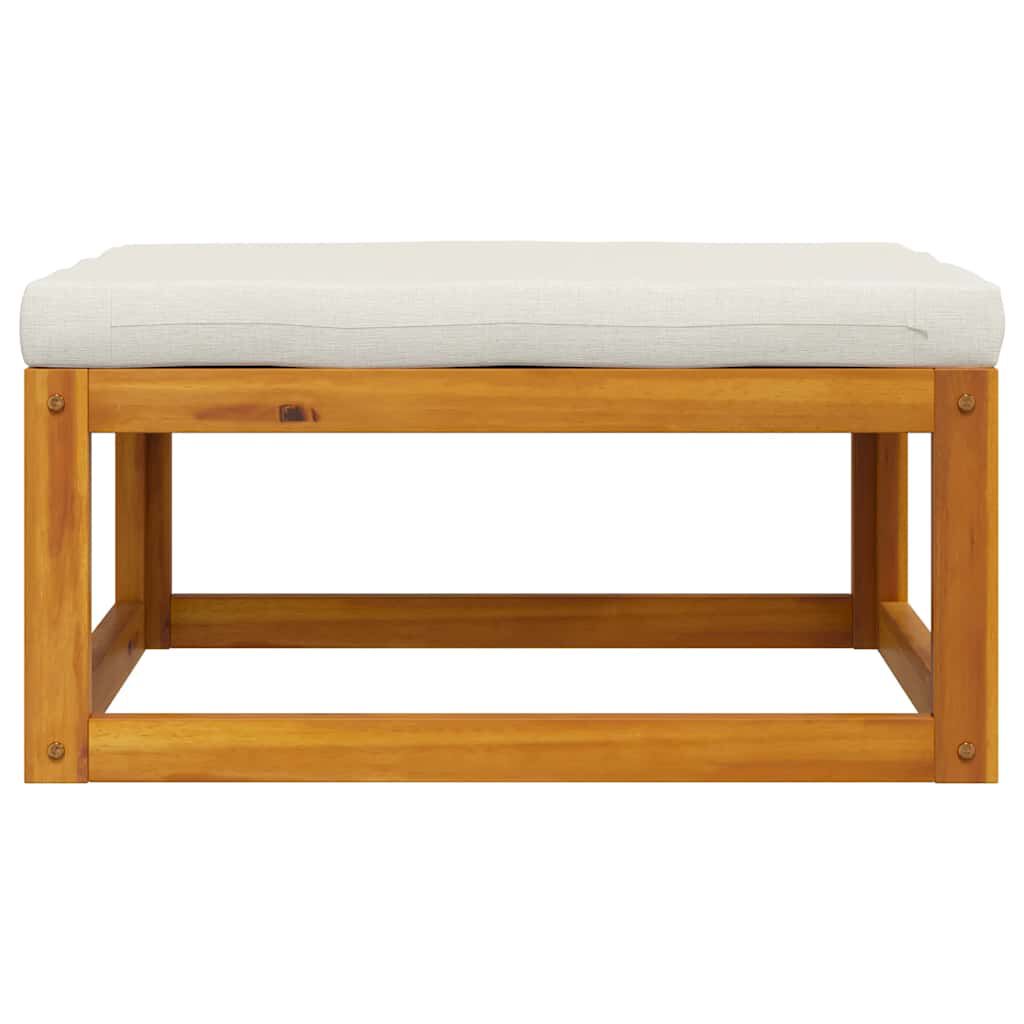 vidaXL Footrest with Cream White Cushion Solid Acacia Wood