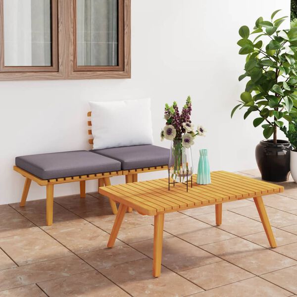 vidaXL 3 Piece Garden Lounge Set with Cushions Solid Acacia Wood