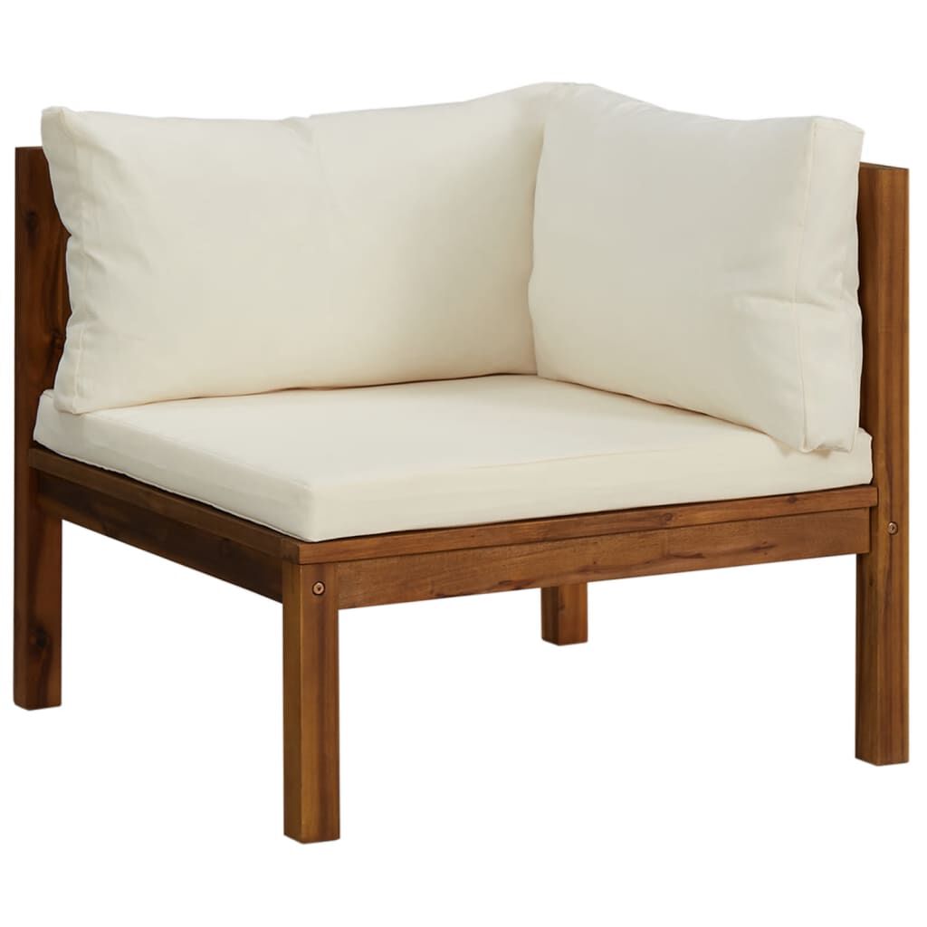 vidaXL 7 Piece Garden Lounge Set with Cream Cushion Solid Acacia Wood