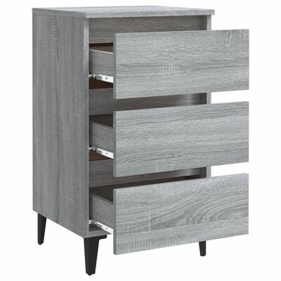 vidaXL Bed Cabinets with Metal Legs 2 pcs Grey Sonoma 40x35x69 cm