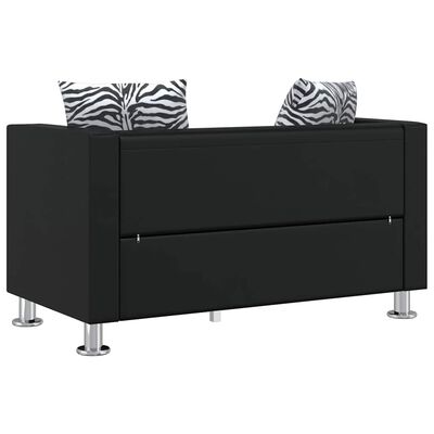 vidaXL Sofa 2-Seater Artificial Leather Black, black vidaXL Sofa 2-Seater Artificial Leather Black