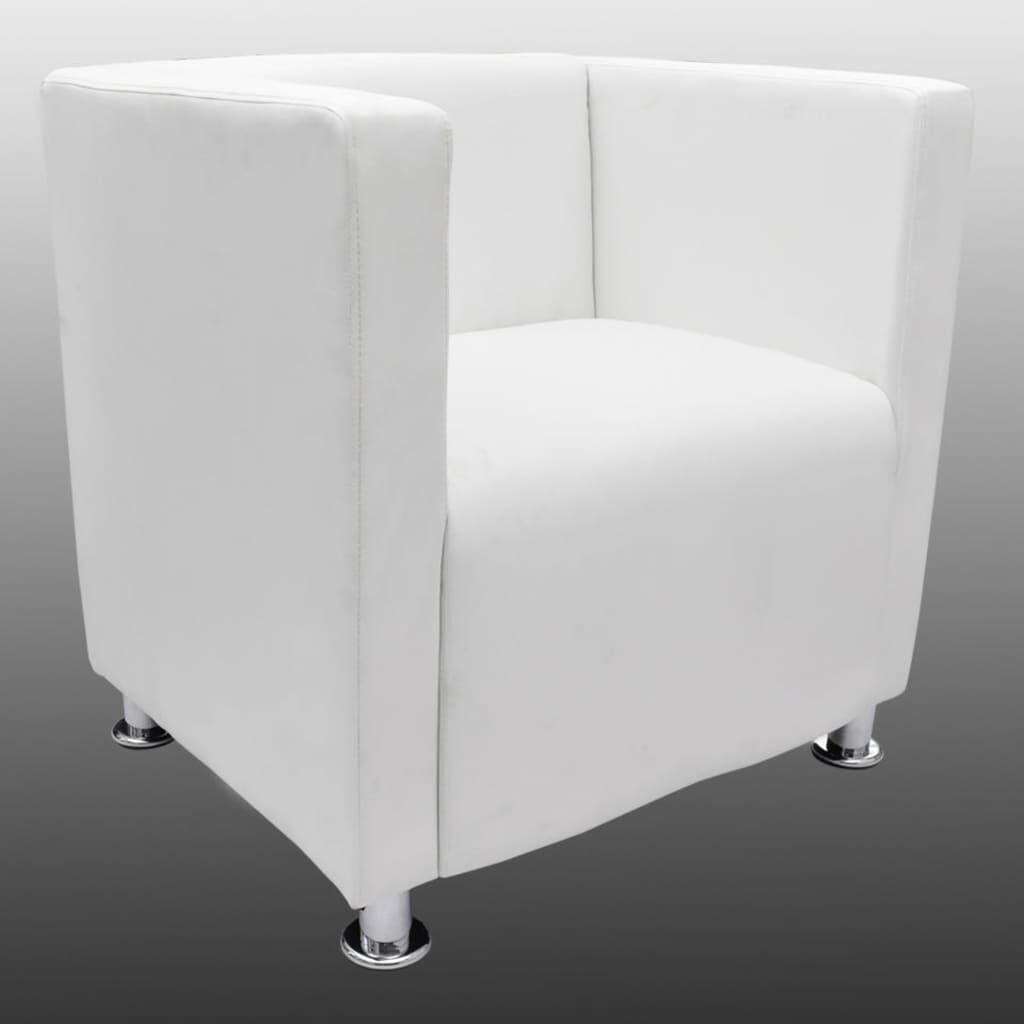 vidaXL Cube Armchair White Faux Leather