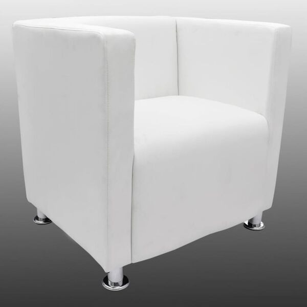 vidaXL Cube Armchair White Faux Leather