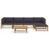 vidaXL 6 Piece Garden Lounge Set with Dark Grey Cushions Bamboo