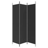 vidaXL 3-Panel Room Divider Black 150x200 cm Fabric