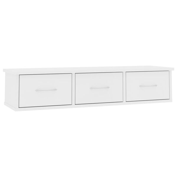 vidaXL Wall-mounted Drawer Shelf White 88x26x18.5 cm Engineered Wood