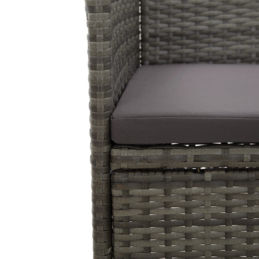 vidaXL 3 Piece Garden Dining Set Grey Poly Rattan and Acacia Wood
