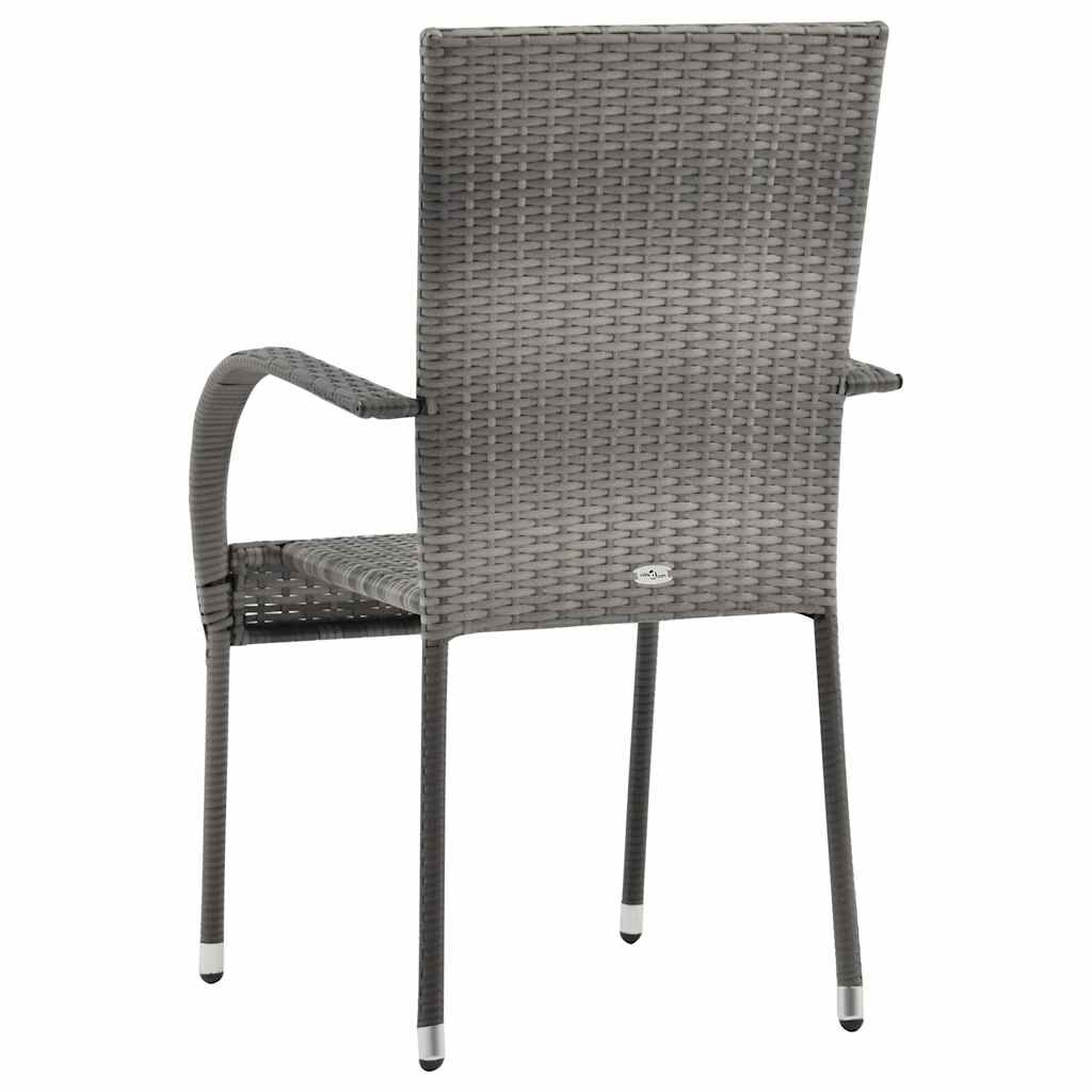 vidaXL Stackable Outdoor Chairs 2 pcs Grey Poly Rattan