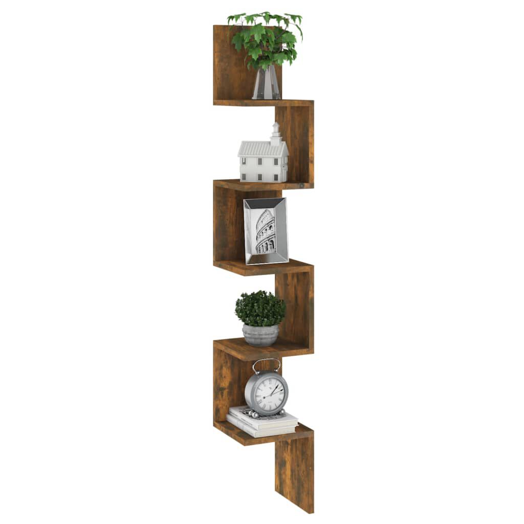 vidaXL Wall Corner Shelf Smoked Oak 20x20x127.5 cm Engineered Wood