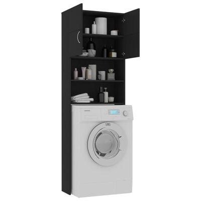vidaXL Washing Machine Cabinet Black 64x25.5x190 cm Engineered Wood, black vidaXL Washing Machine Cabinet Black 64x25.5x190 cm Engineered Wood