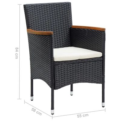 vidaXL 9 Piece Garden Dining Set with Cushions Poly Rattan Black, black and brown vidaXL 9 Piece Garden Dining Set with Cushions Poly Rattan Black