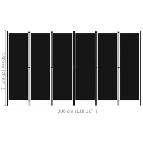 vidaXL 6-Panel Room Divider Black 300x180 cm