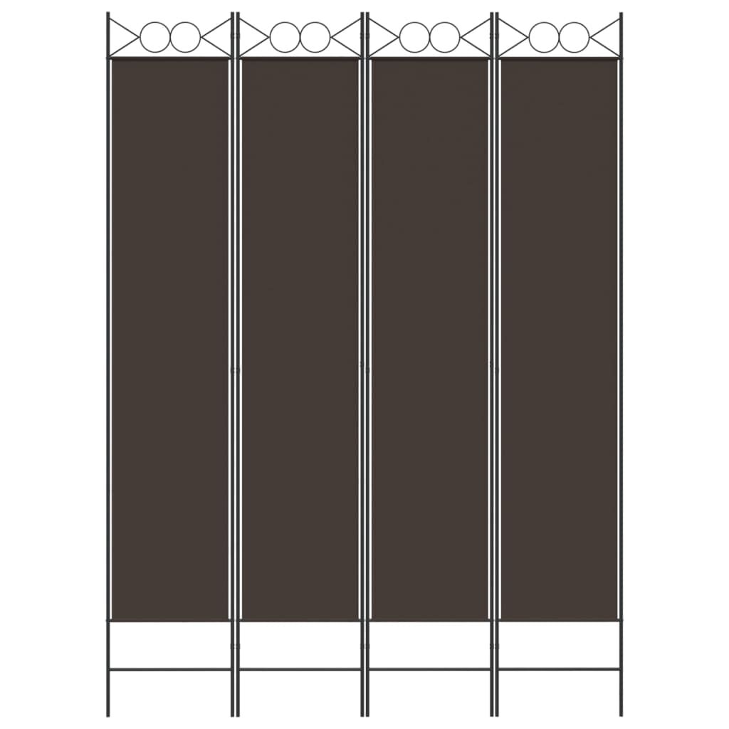 vidaXL 4-Panel Room Divider Brown 160x220 cm Fabric