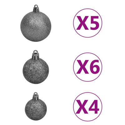 vidaXL Artificial Half Pre-lit Christmas Tree with Ball Set Green 210 cm