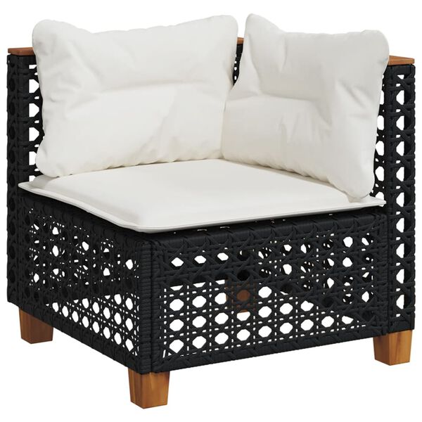 vidaXL 7 Piece Garden Sofa Set with Cushions Black Poly Rattan