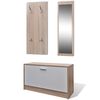 vidaXL Oak and White 3-in-1 Wooden Shoe Cabinet Set