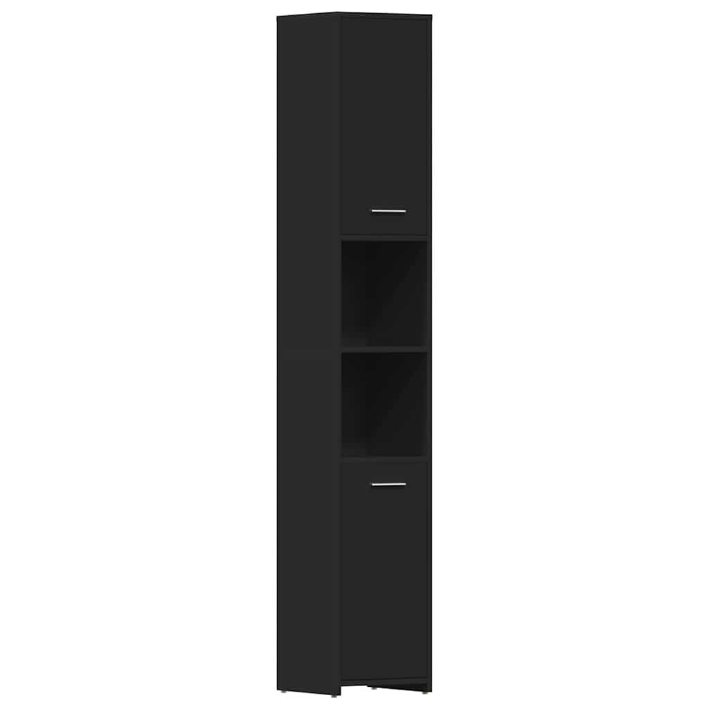 vidaXL Bathroom Cabinet Black 30x30x183.5 cm Engineered Wood