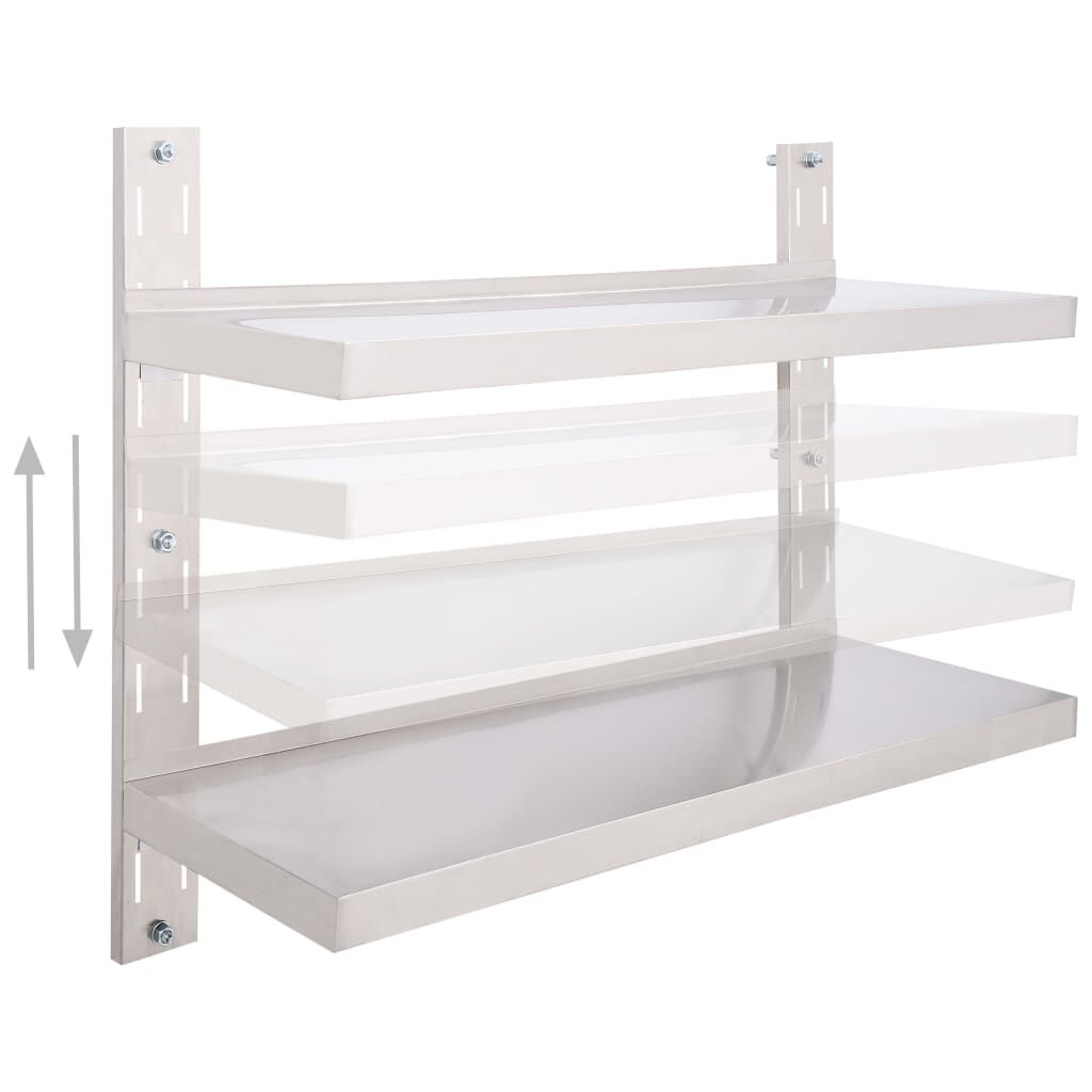 vidaXL 2-Tier Floating Wall Shelf Stainless Steel 100x30 cm