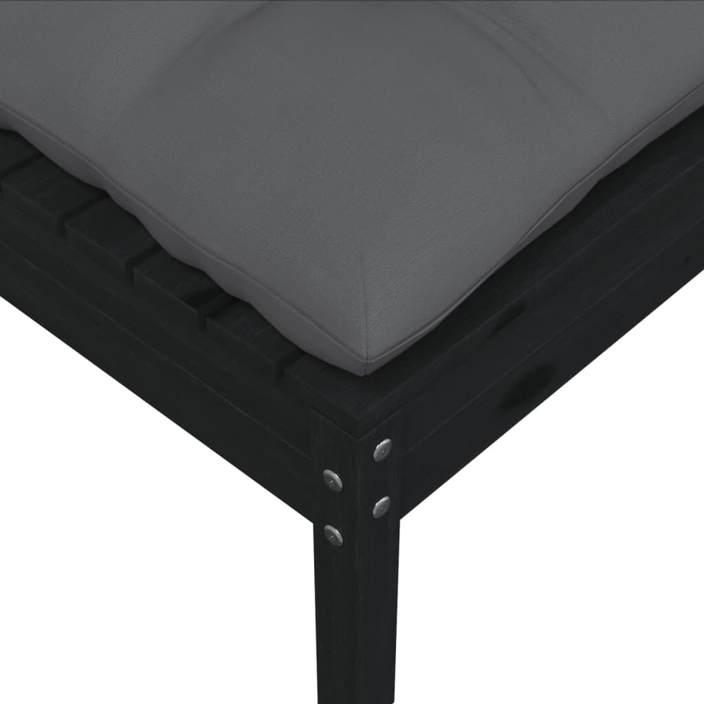 vidaXL Garden Footstool with Anthracite Cushion Black Solid Pinewood